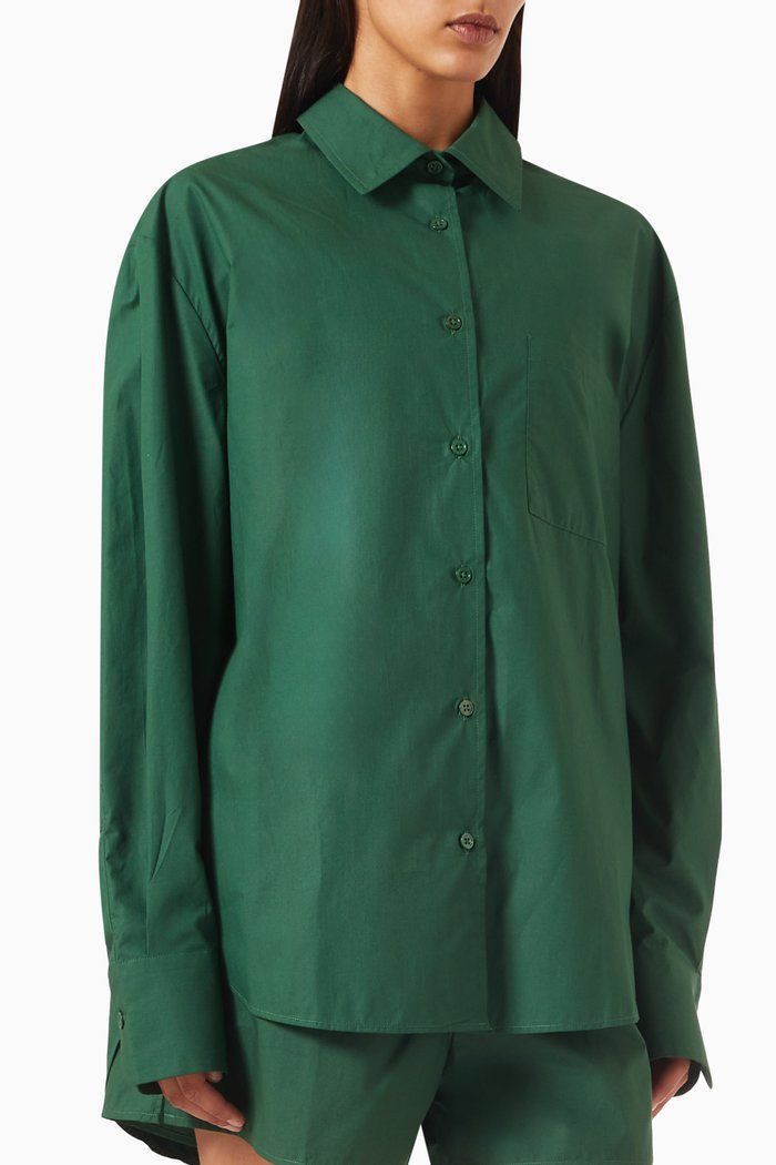 

Oversized Lui Shirt in Organic Cotton, Green