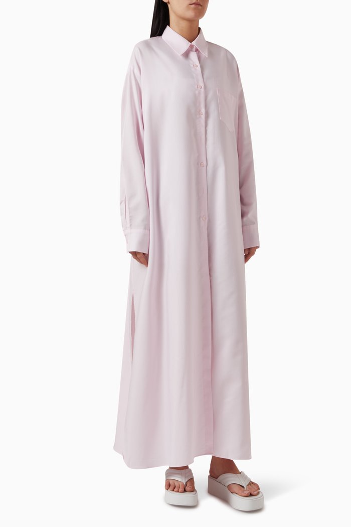 

Avery Fluid Shirt Dress in Cotton Blend, Pink