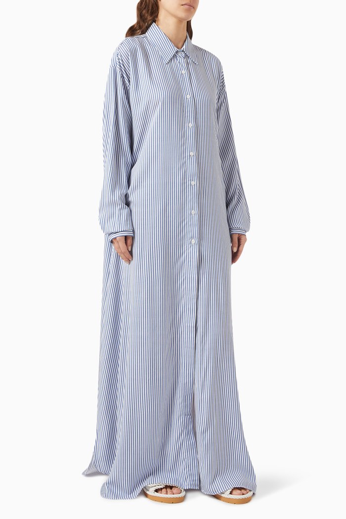 

Avery Fluid Shirt Dress in Viscose, Blue