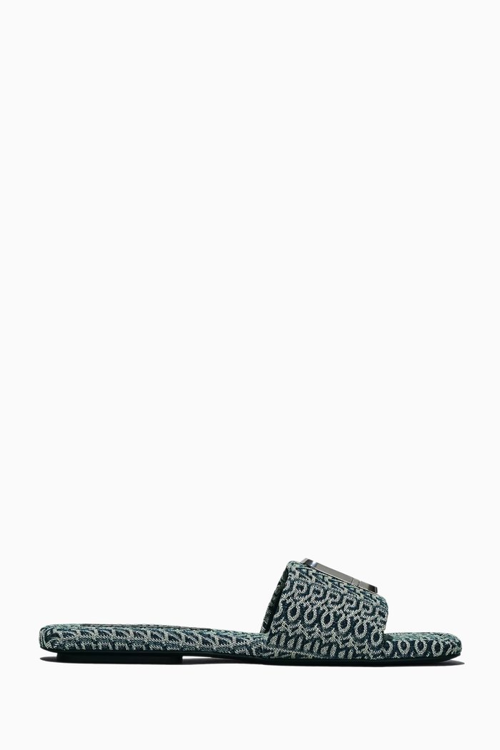 

The J Marc Sandals in Monogram Denim, Blue