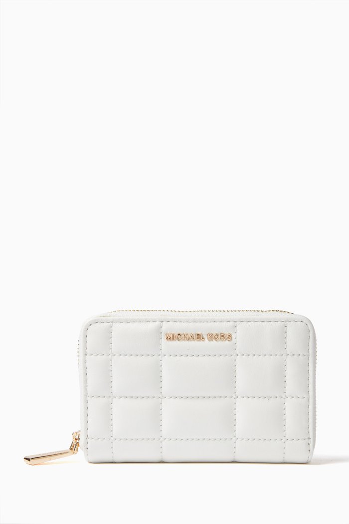 

Small Quilted Wallet in Leather, White