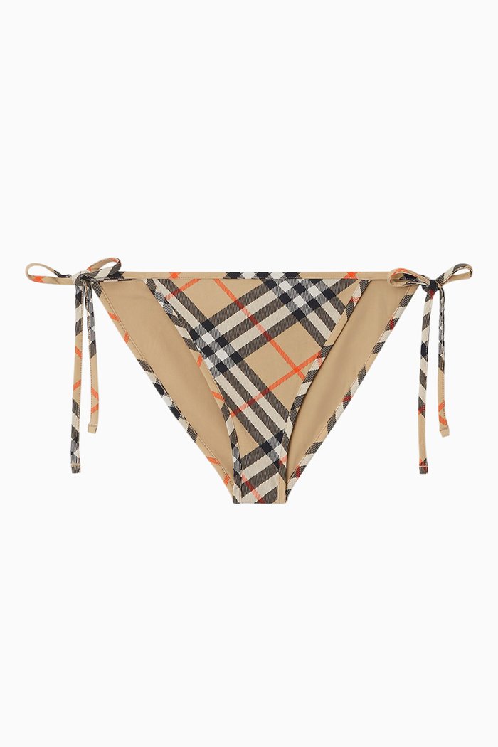 

Checked Bikini Briefs in Stretch Nylon, Neutral