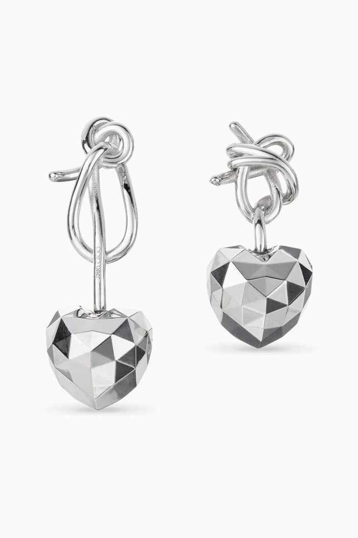 

Faceted Heart Earrings in Metal, Silver