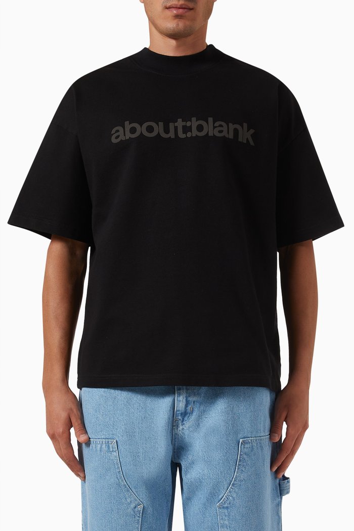 

Block Mock Neck T-shirt in Cotton, Black