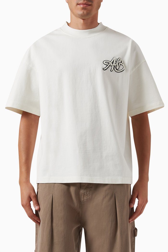 

Initial Mock Neck T-shirt in Cotton, Neutral