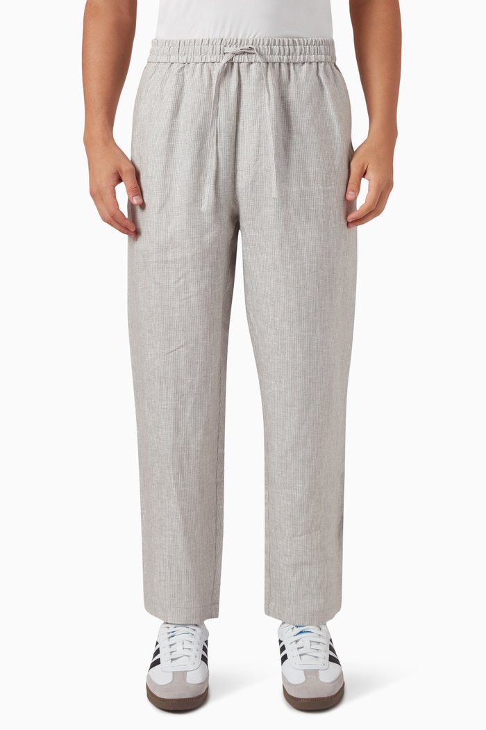 

Pinstripe Barrow Pants in Linen, Grey