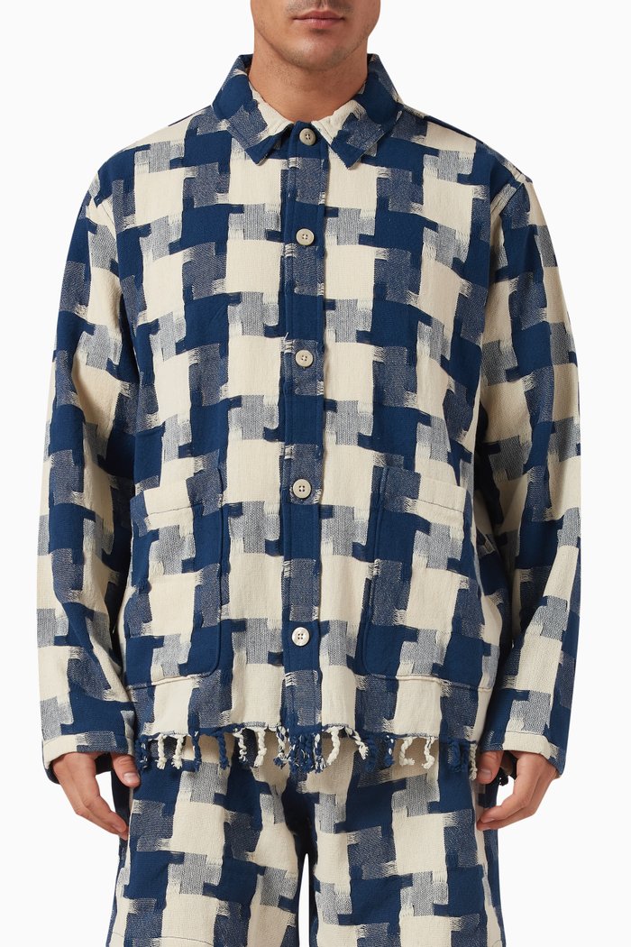 

Jumbo Houndstooth Overshirt in Canvas Weave, Multicolour