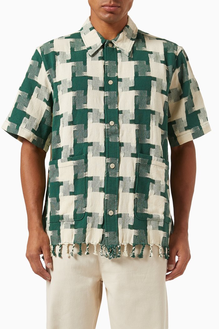 

Jumbo Houndstooth Overshirt in Canvas Weave, Multicolour