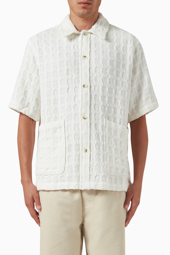 

Honeycomb Dobby Overshirt in Cotton, Neutral