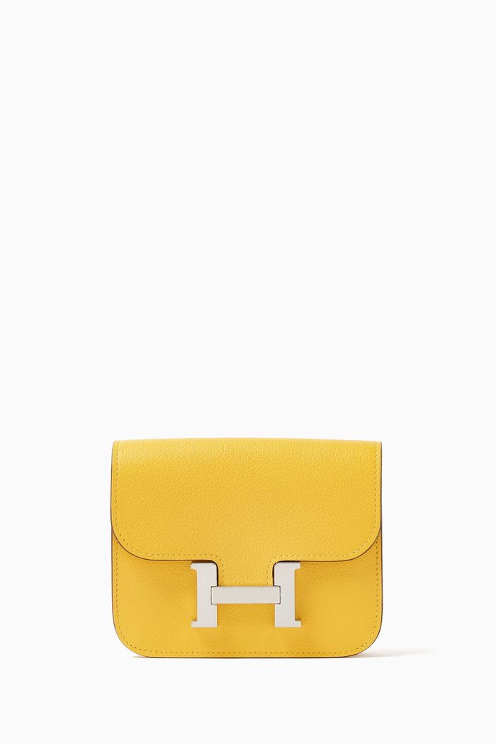 

Constance Slim Wallet in Leather, Yellow
