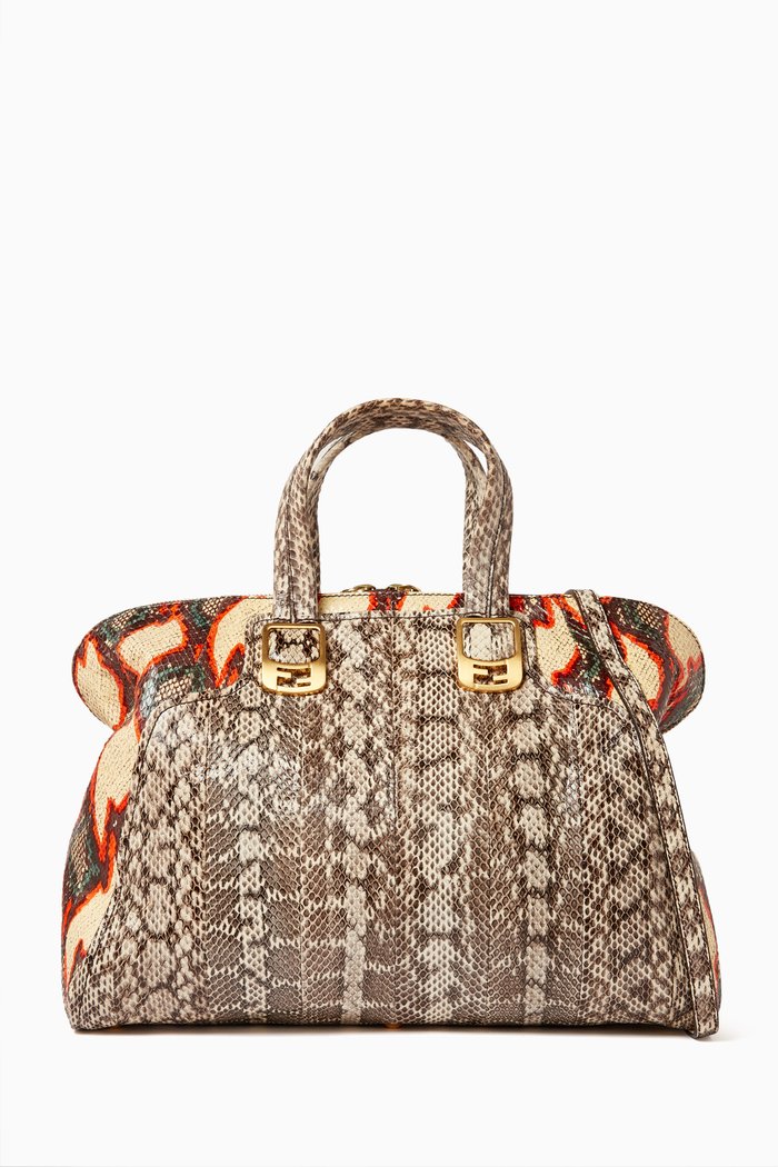 

Large Watersnake Chameleon Satchel Bag in Python Leather, Multicolour