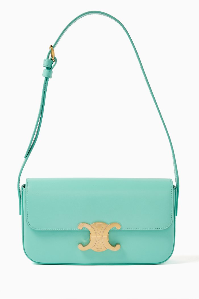 

Triophe Shoulder Bag in Leather, Blue