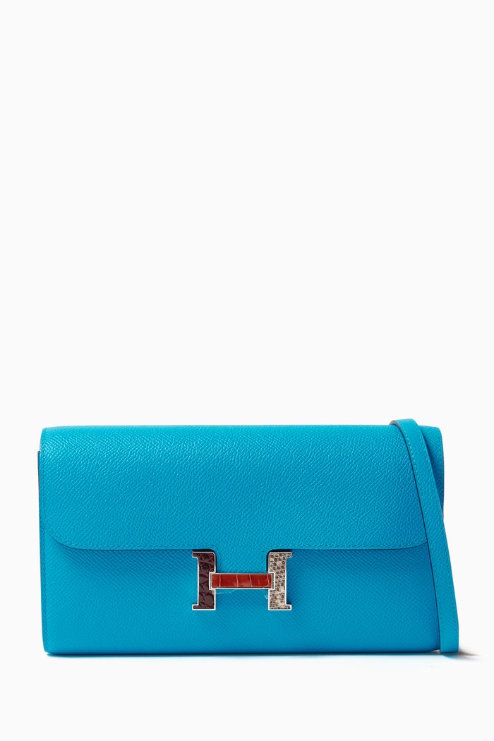 

Constance Lizard-alligator Hardware Wallet in Leather, Blue