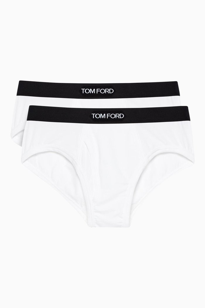 

Logo Waistband Briefs in Cotton, Pack of 2, White