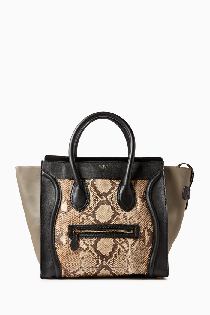 

Mini Luggage Tote Bag in Mixed Leather, Multicolour