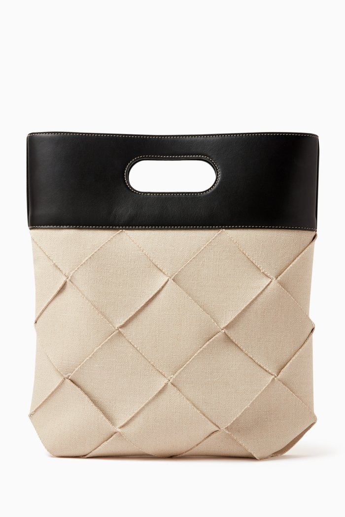 

Slip Tote Bag in Intrecciato Leather, Neutral