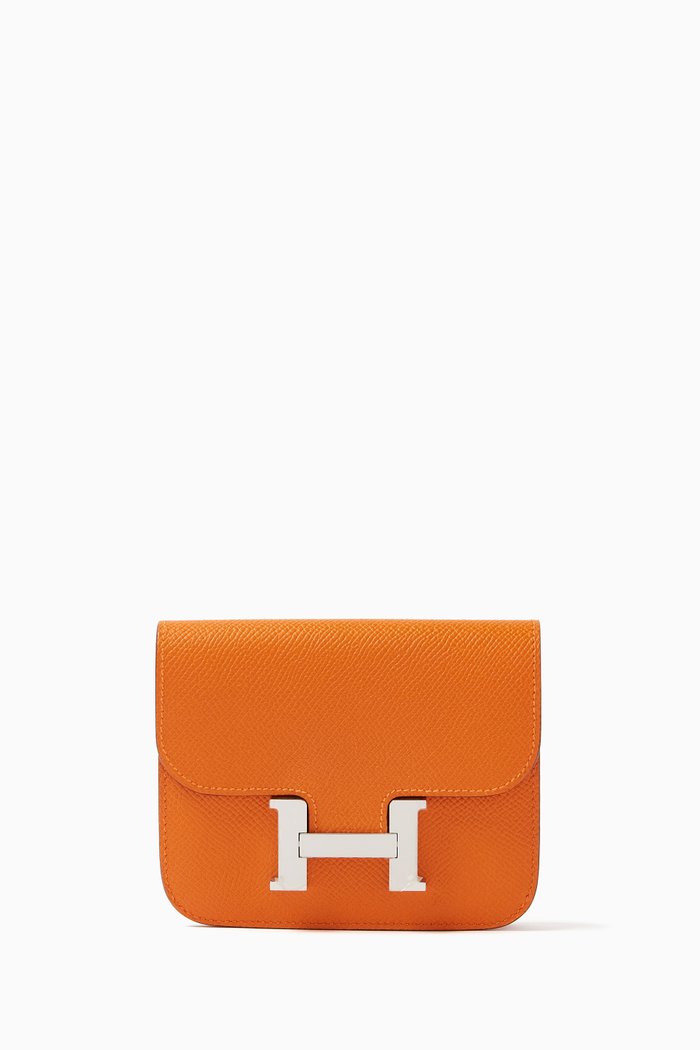 

Constance Slim Wallet in Leather, Orange