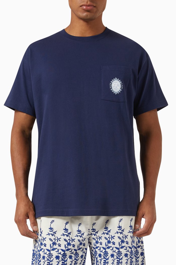 Kith & Kin Crest Pocket T-shirt in Cotton, Blue