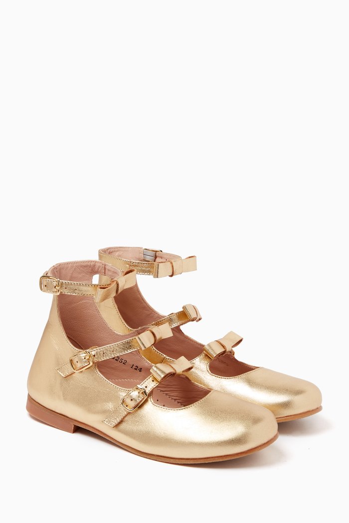 

Gabi Ballerina Sandals in Leather, Gold
