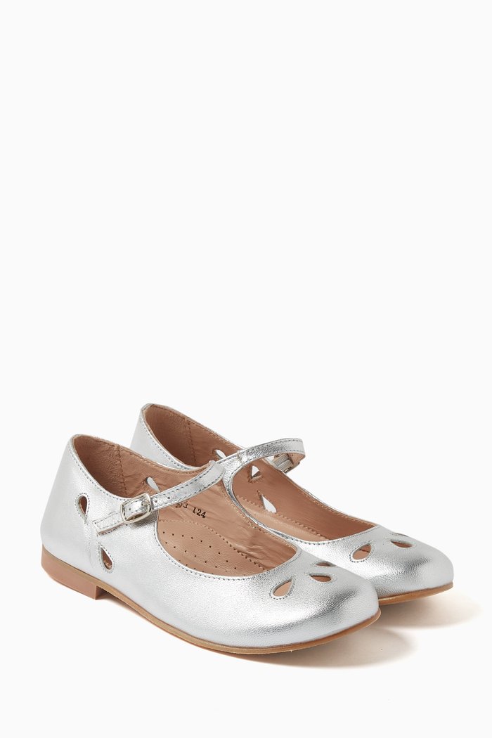 

Alexa Ballerinas in Leather, Silver