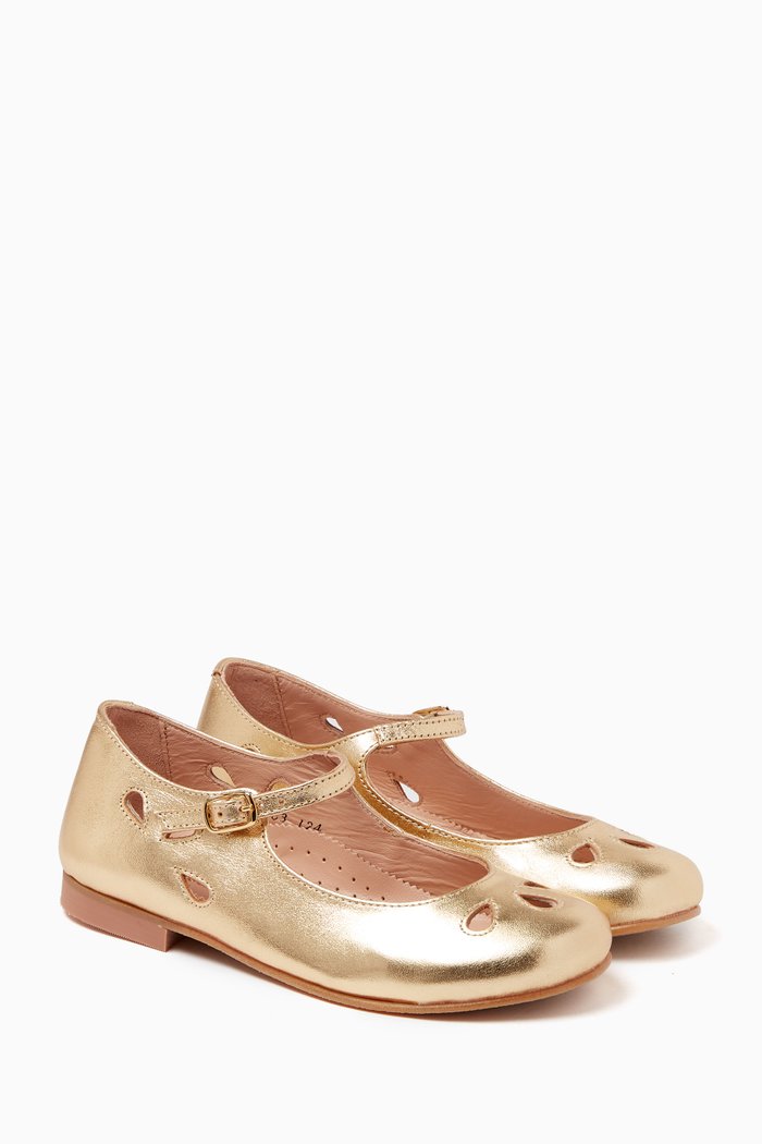

Alexa Ballerinas in Leather, Gold