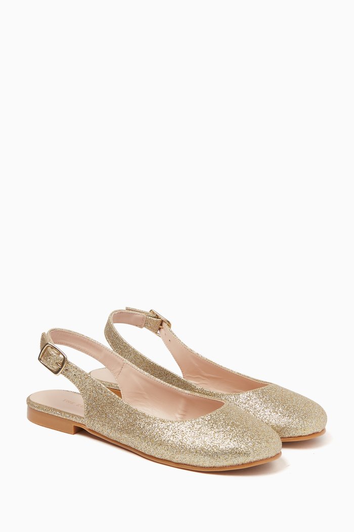 Isidore Slingback Ballerinas in Leather, Gold
