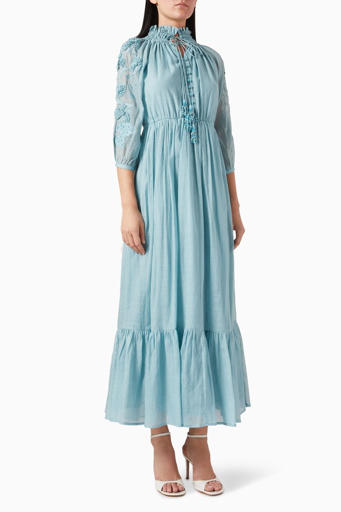 

Dorothy 3D-appliqué Midi Dress, Blue
