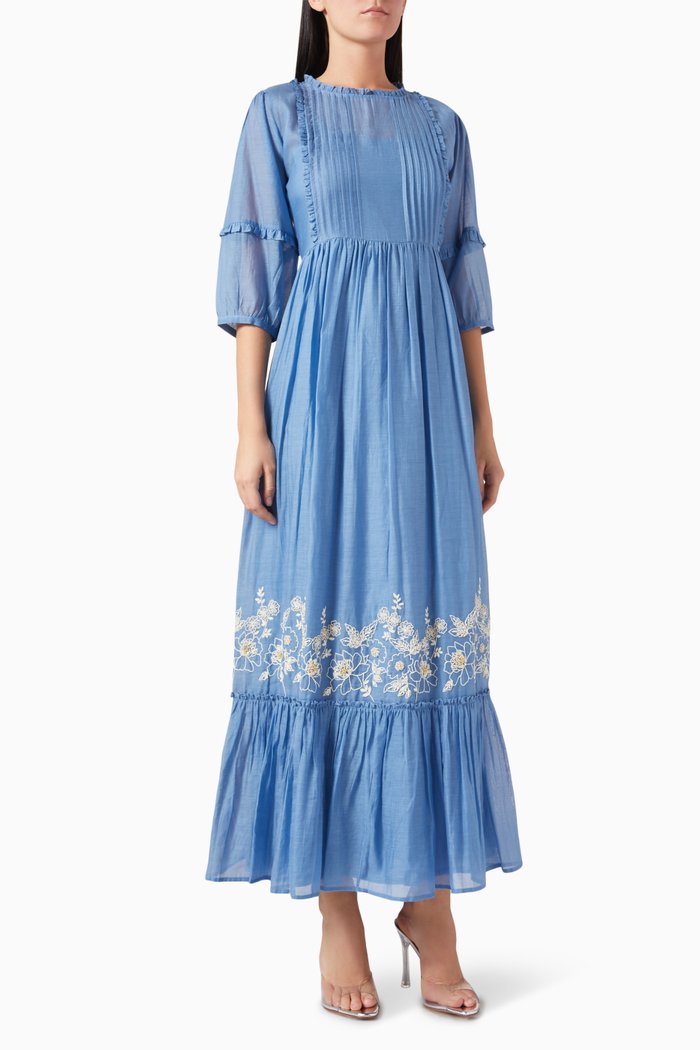 

Juice Embroidered Midi Dress, Blue