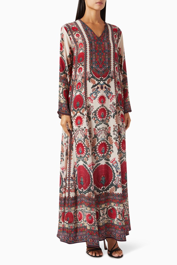 

Ada Kaftan in Bemberg Crepe, Red