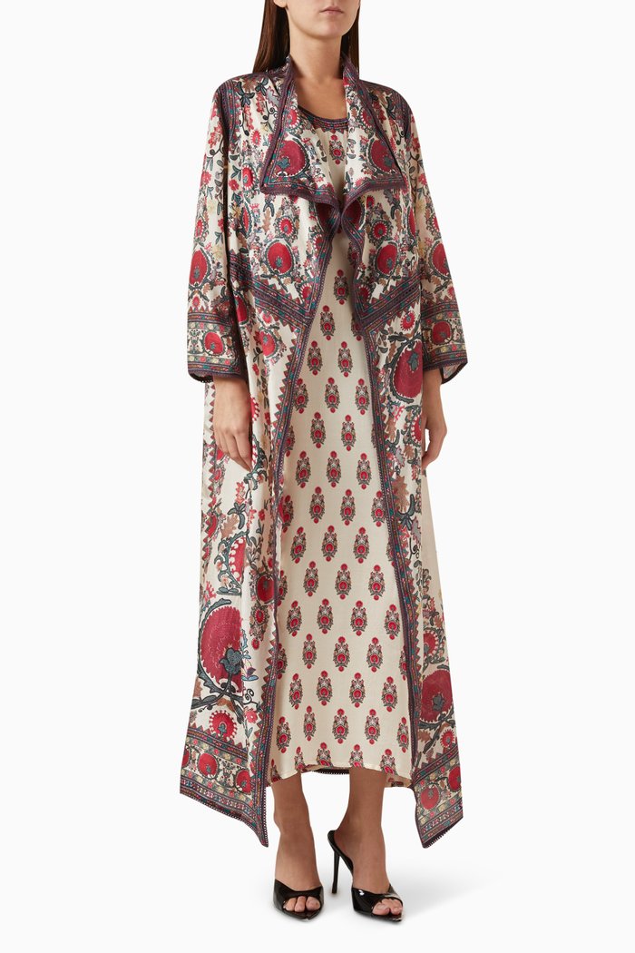 

Ursula Kaftan & Jacket Set in Silk, Red