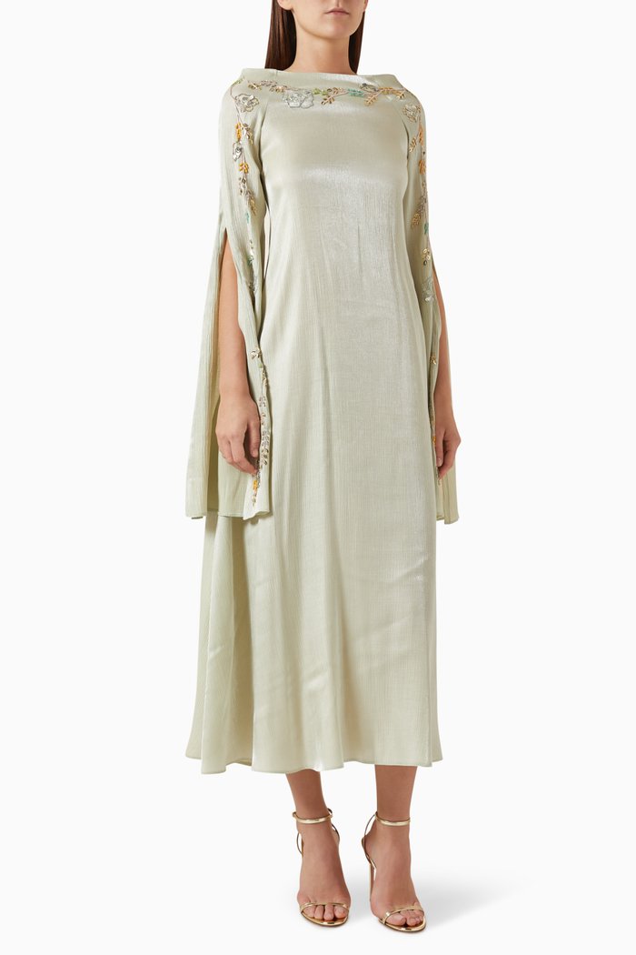 

Crystal-embellished Midi Dress in Satin, Green