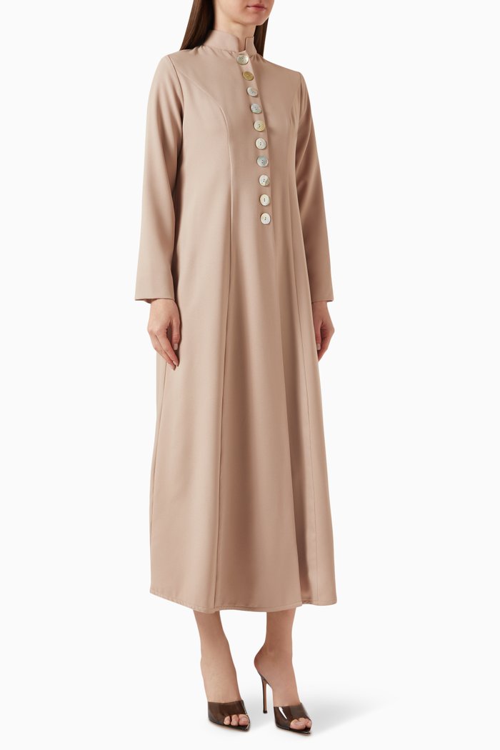 

High-collar Abaya in Crepe, Neutral