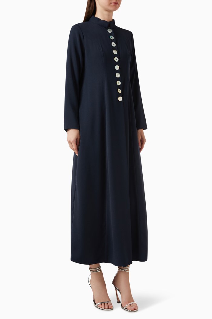 

High-collar Abaya in Crepe, Blue
