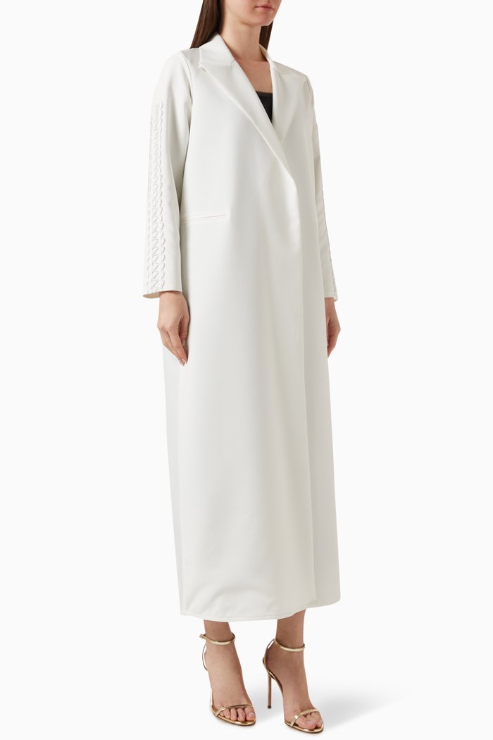 

Loop Detail Collared Abaya, White