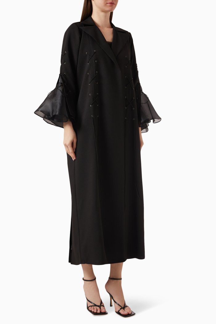 

Eyelet Tie-up Abaya, Black