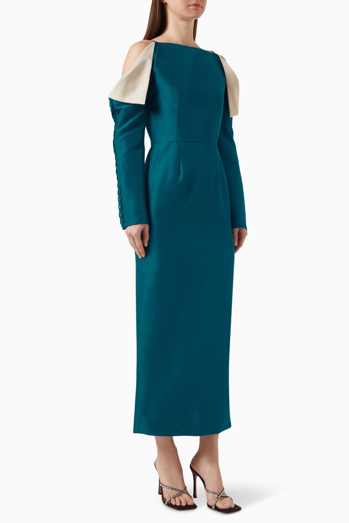 

Shoulder-fold Gown in Taffeta, Blue