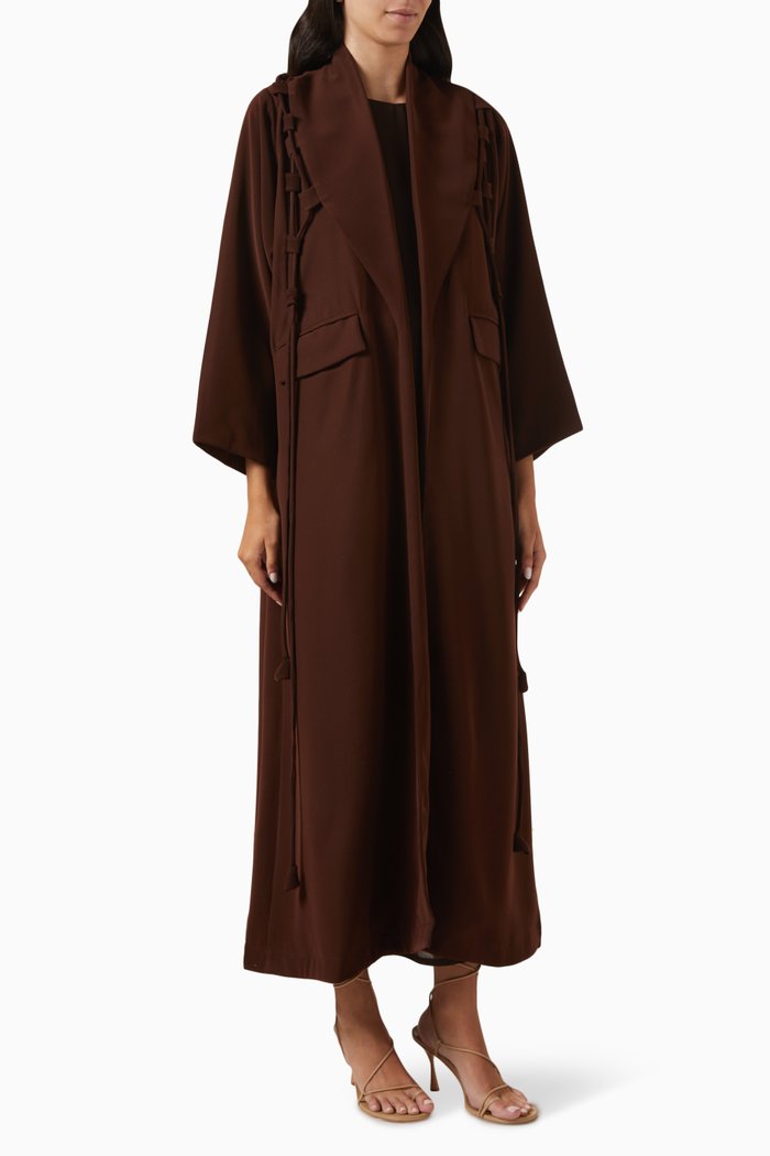 

Rich Burgundy Abaya in Crepe, Brown