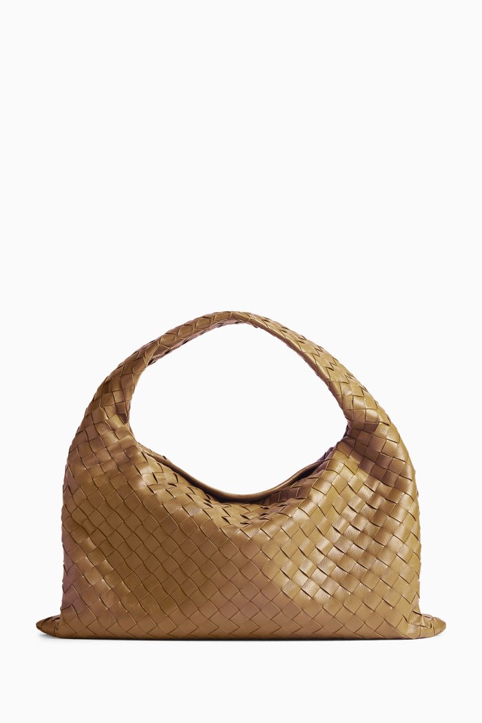 

Small Hop Shoulder Bag in Intrecciato Leather, Brown