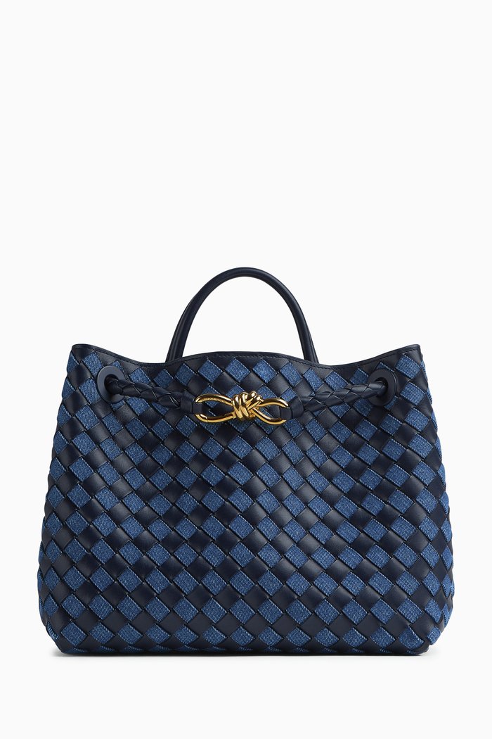 

Medium Andiamo Crossbody Bag in Intrecciato Leather, Blue