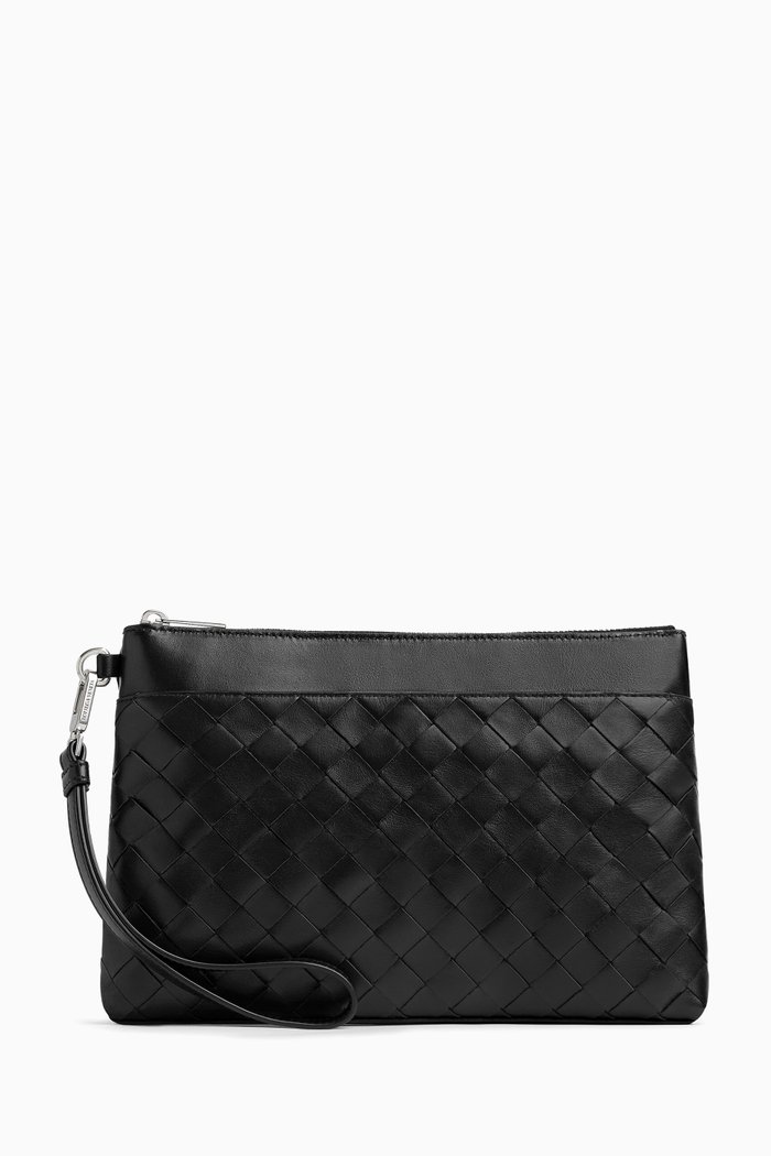 

Prism Pouch in Intrecciato Leather, Black