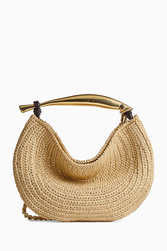 

Mini Sardine Top-handle Bag in Raffia Crochet, Brown