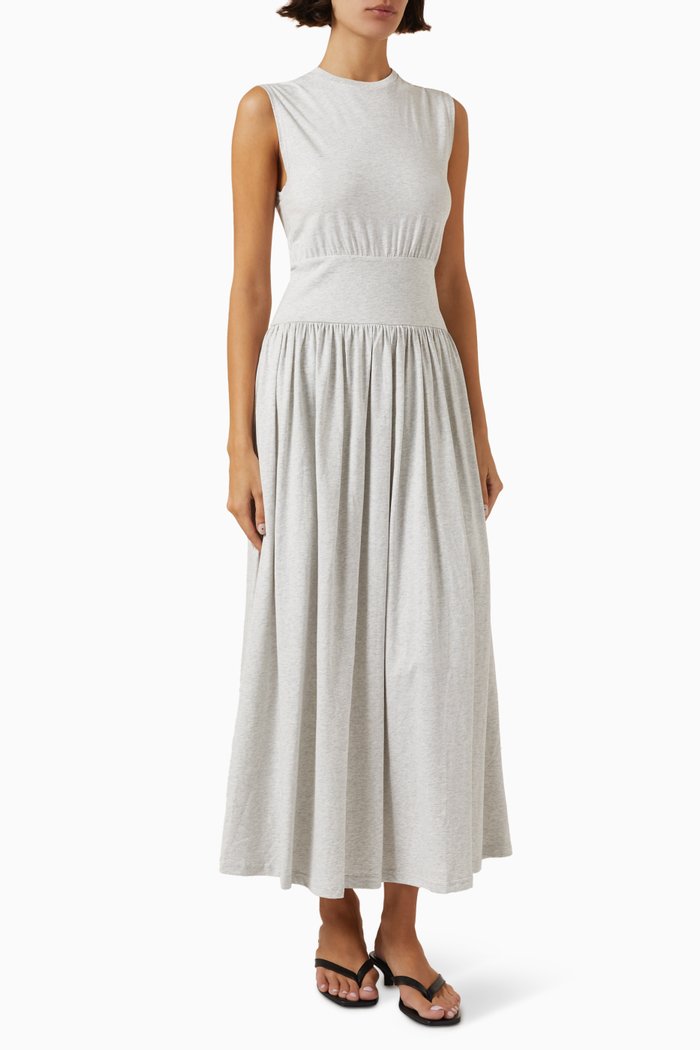 Sleeveless T-shirt Dress in Cotton, Grey