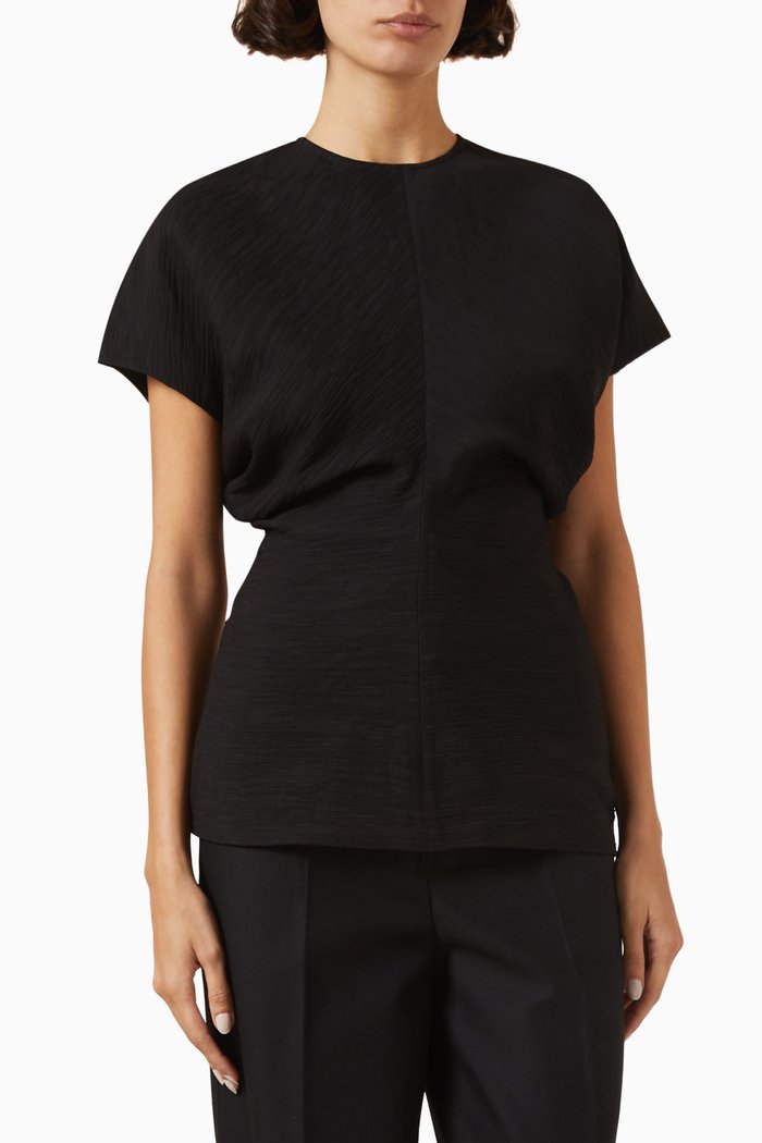 

Slouch Crinkled Top in Viscose Blend, Black