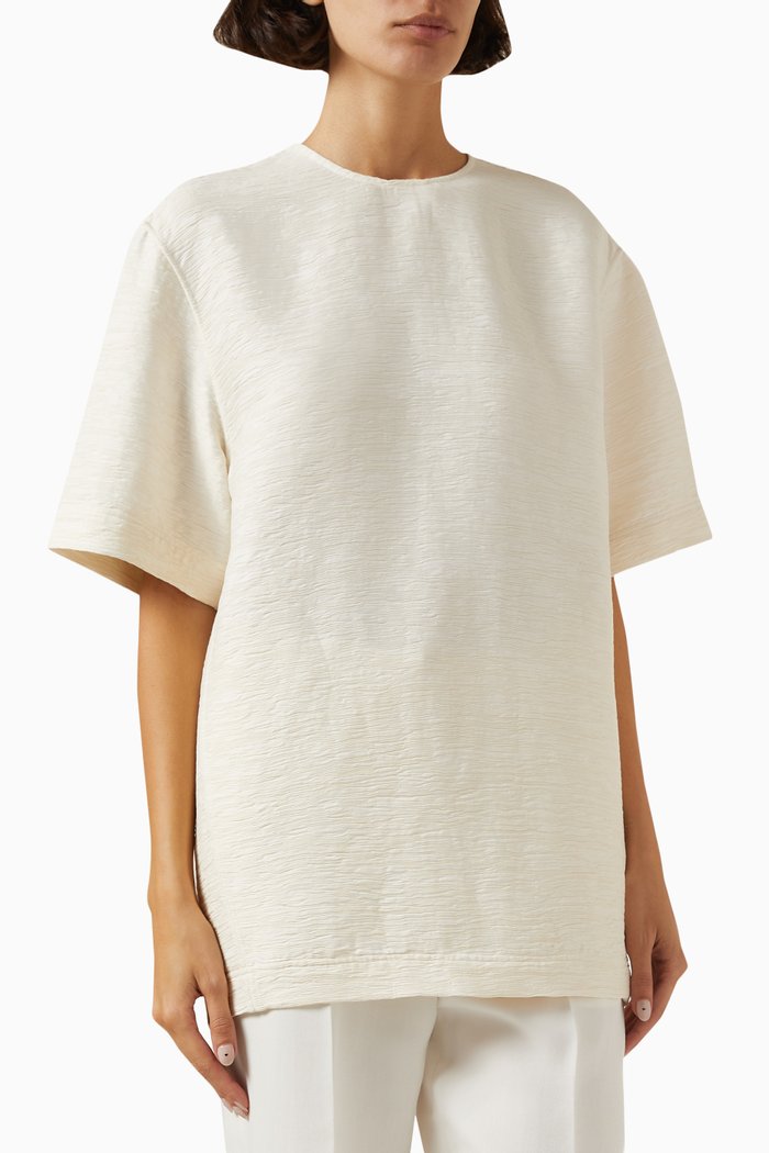 

Crinkled Trapeze T-shirt in Viscose Blend, Neutral