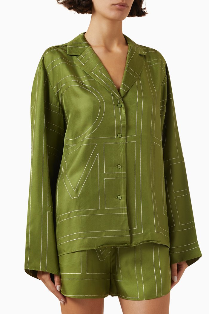 

Monogram Pyjama Top in Silk, Green