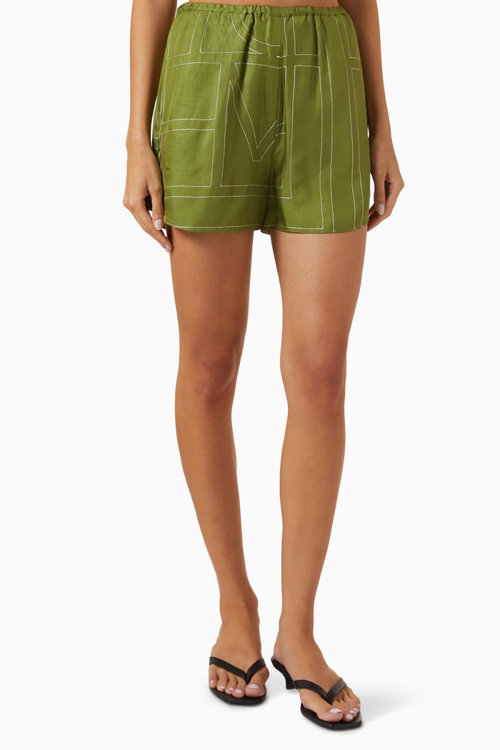 

Monogram Pyjama Shorts in Silk, Green