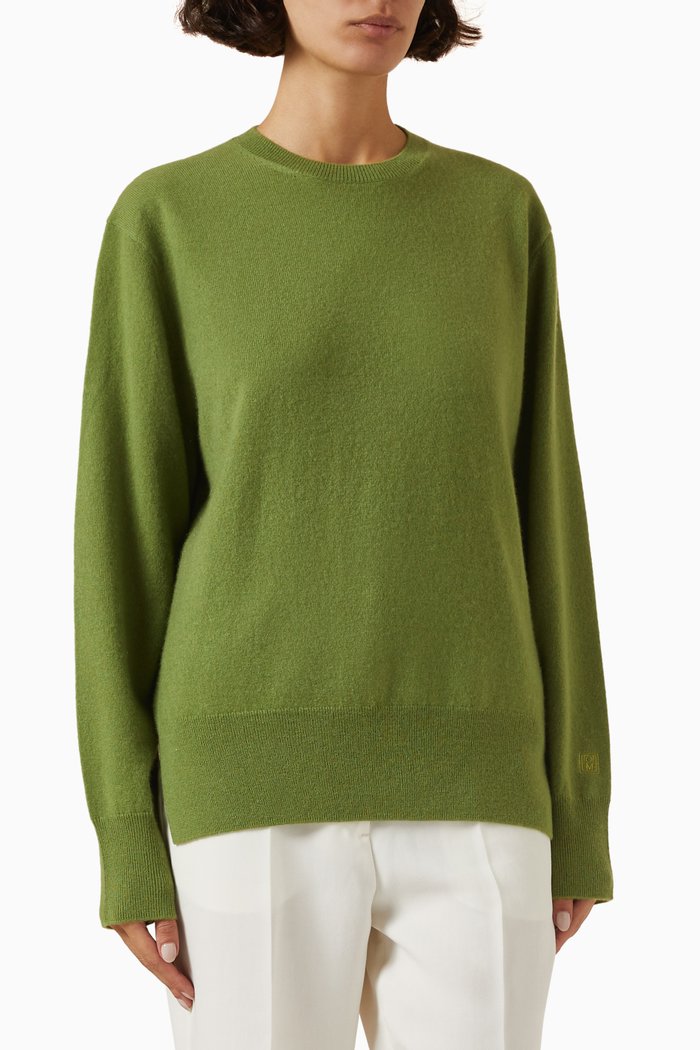 

Crewneck Knit Sweater in Cashmere, Green