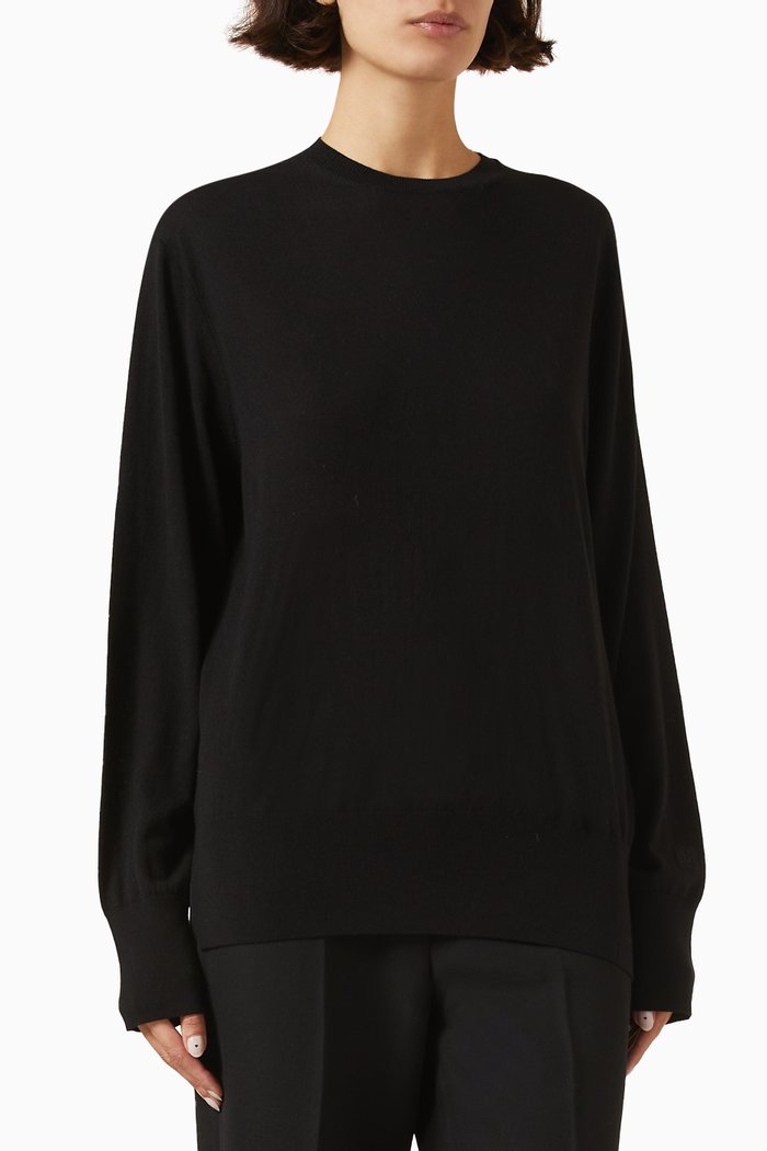 

Knit Crewneck in Silk-cashmere, Black