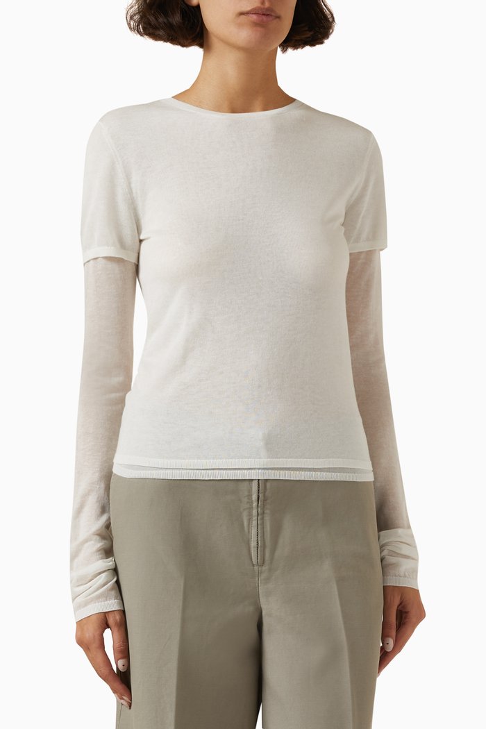

Layered T-shirt in Lyocell-cashmere Knit, Neutral