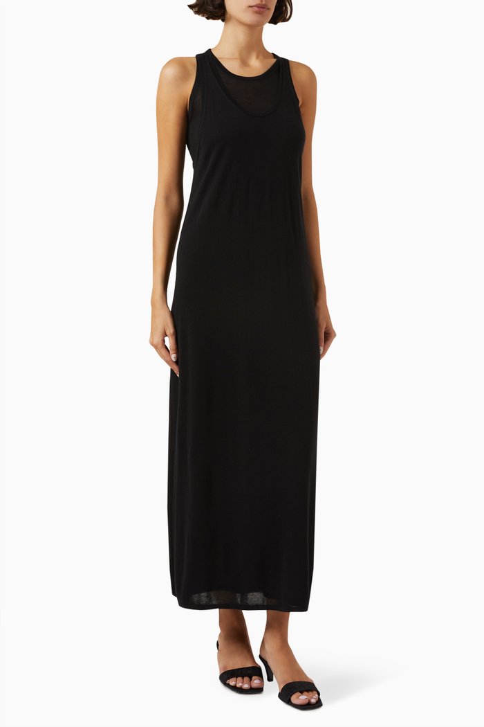 

Layered Tank Dress in Lyocell-cashmere Knit, Black